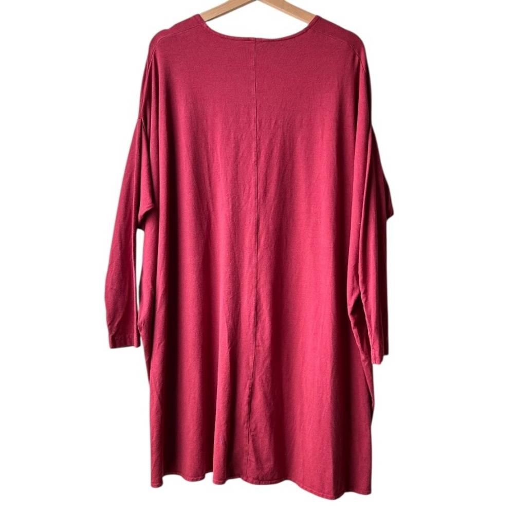 Bryn Walker Alexis Asymmetric V-Neck Bamboo Lagenlook Red Tunic Dress Size M - Picture 8 of 15